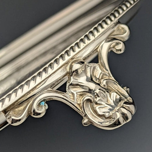1863 British Antique Pure Silver (925 Silver) Salva Diameter 21cm 350g Hawkesworth Eyre