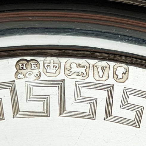 1863 British Antique Pure Silver (925 Silver) Salva Diameter 21cm 350g Hawkesworth Eyre