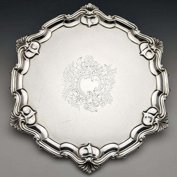 1904 年英國古董純銀(925 銀)Salva 直徑 24.5cm 454g William Hutton