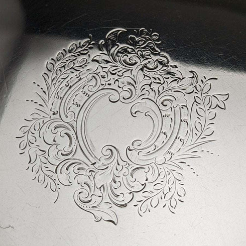 1904 British Antique Pure Silver (925 Silver) Salva Diameter 24.5cm 454g William Hutton