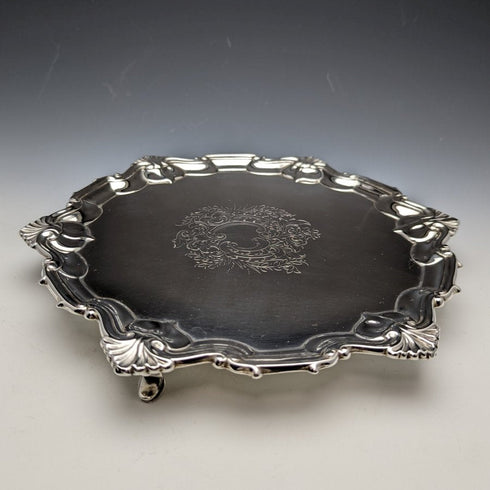 1904 年英國古董純銀(925 銀)Salva 直徑 24.5cm 454g William Hutton