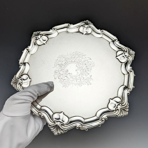 1904 年英國古董純銀(925 銀)Salva 直徑 24.5cm 454g William Hutton