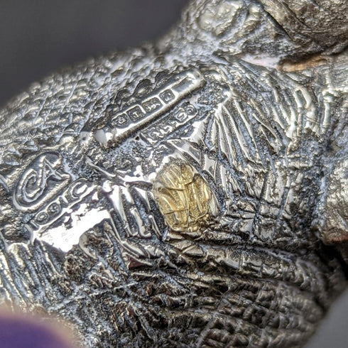 純銀張り彫刻 小象 オブジェ 277g 英国 カントリーアーティスト社