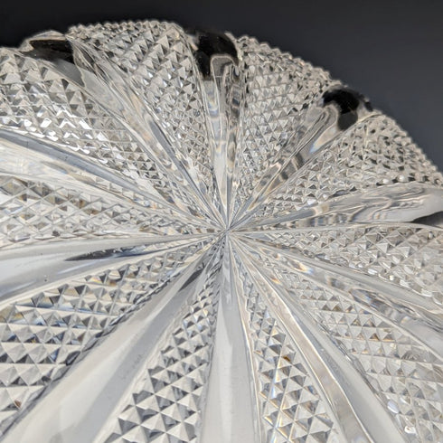 1910 年英國古董純銀邊緣切割玻璃水果碗 1853 克 John Grinsell & Sons