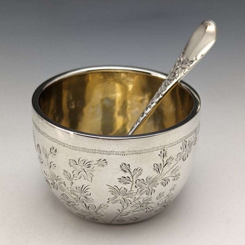 1884年 英国アンティーク 純銀(925シルバー) ソルトセラー6個 & スプーン3個セット 計184g Wakely & Wheeler