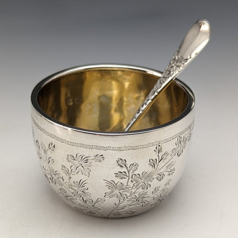 1884年 英国アンティーク 純銀(925シルバー) ソルトセラー6個 & スプーン3個セット 計184g Wakely & Wheeler