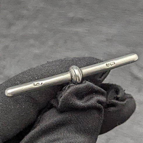 1900年頃 英国アンティーク 純銀アルバートチェーン 41g 2色天然石回転フォブ