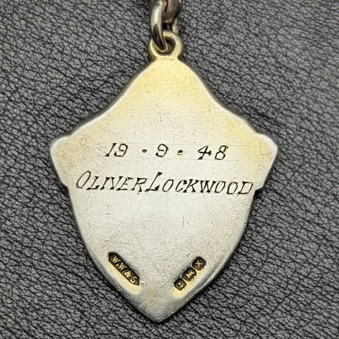 1900 年左右英國古董純銀厚阿爾伯特鏈 80 克獎章錶鍊