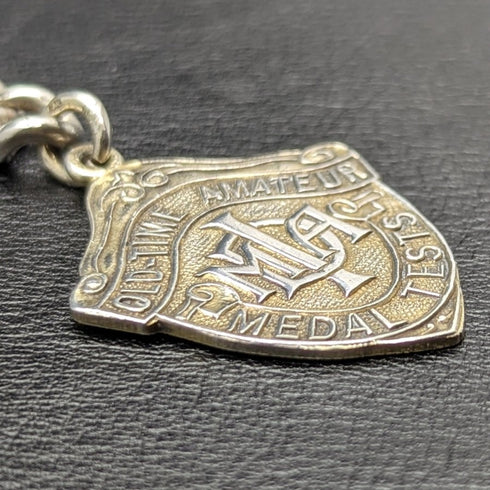 1900 年左右英國古董純銀厚阿爾伯特鏈 80 克獎章錶鍊