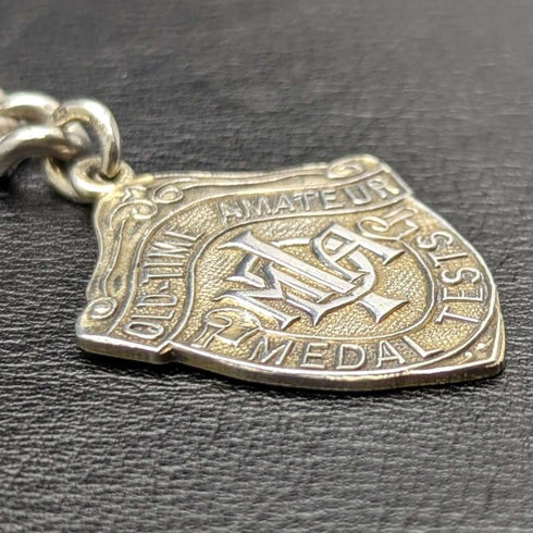 Around 1900 British Antique Pure Silver Thick Albert Chain 80g Medal Fob