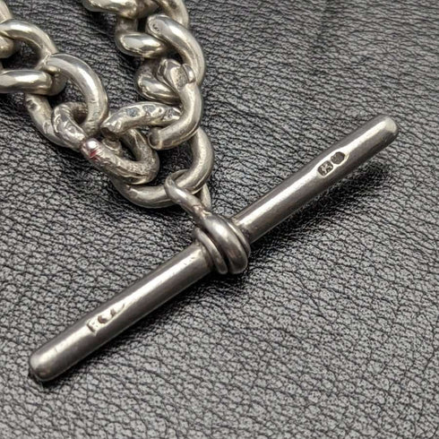 Around 1900 British Antique Pure Silver Thick Albert Chain 80g Medal Fob
