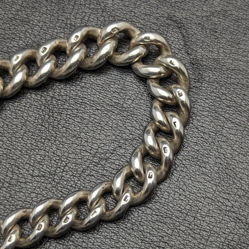 1900 年左右英國古董純銀厚阿爾伯特鏈 80 克獎章錶鍊