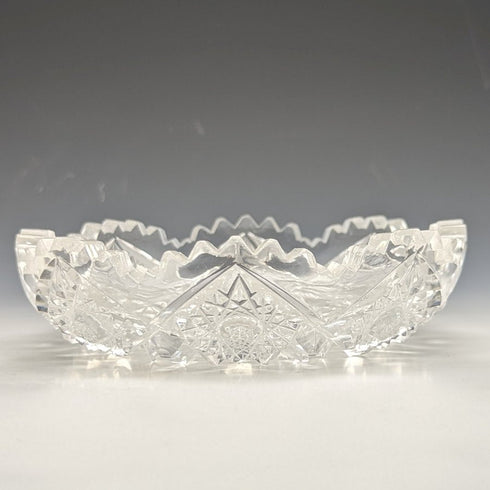 1925 British Vintage Cut Glass Bowl Pair Sterling Silver Fork Set Boxed Adie Brothers