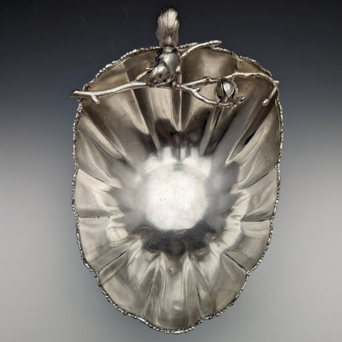 19世紀後半 米国アンティーク シルバープレート製 リス装飾 ナッツボウルディッシュ 481g