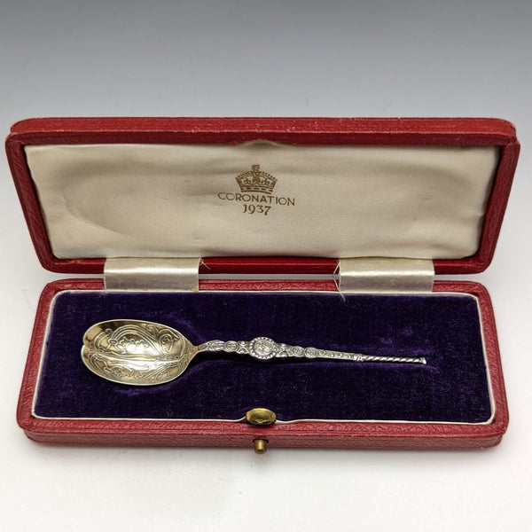 1936 British Vintage Pure Silver (925 Silver) Annoting Spoon Roberts & Belk Boxed