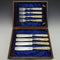 1897 British Antique Pure Silver (925 Silver) Blade MOP Handle Fish Cutlery 4x2 Set Allen & Darwin Boxed