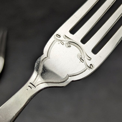 1897 British Antique Pure Silver (925 Silver) Blade MOP Handle Fish Cutlery 4x2 Set Allen & Darwin Boxed