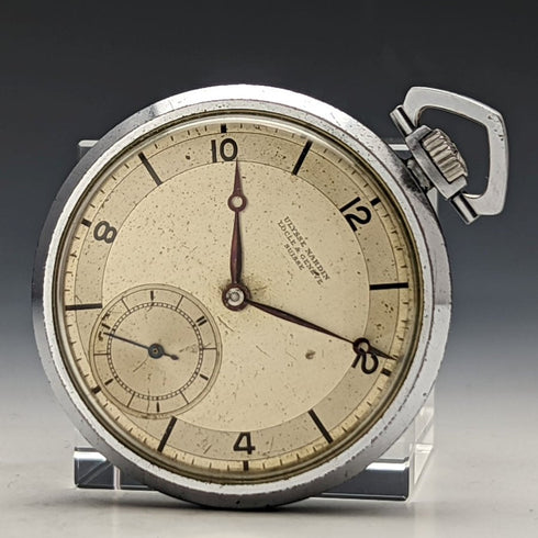 (整備済)ヴィンテージ 動作良好 ユリス・ナルダン アールデコ ステンレスケース 懐中時計