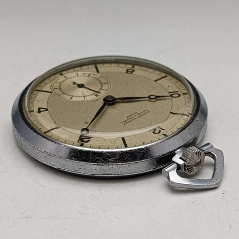 (Revisado) Vintage en buen estado de funcionamiento, reloj de bolsillo Ulysse Nardin Art Déco con caja de acero inoxidable