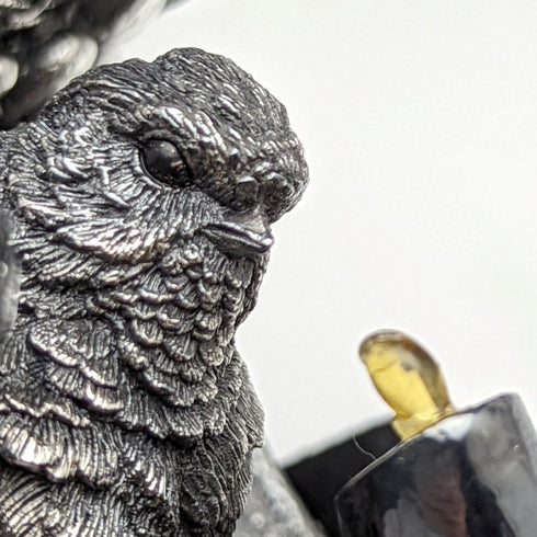 純銀雕塑小鳥和水龍頭小雕像 567 克高 15 厘米英國鄉村藝術家