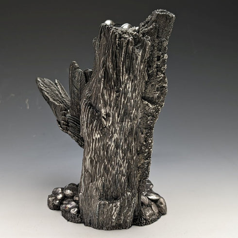 純銀雕塑小鳥和水龍頭小雕像 567 克高 15 厘米英國鄉村藝術家