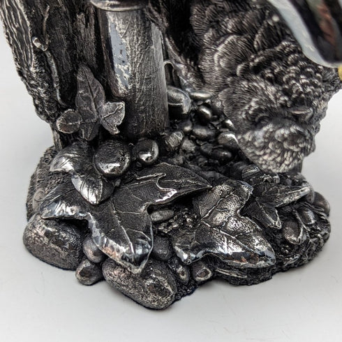 純銀雕塑小鳥和水龍頭小雕像 567 克高 15 厘米英國鄉村藝術家