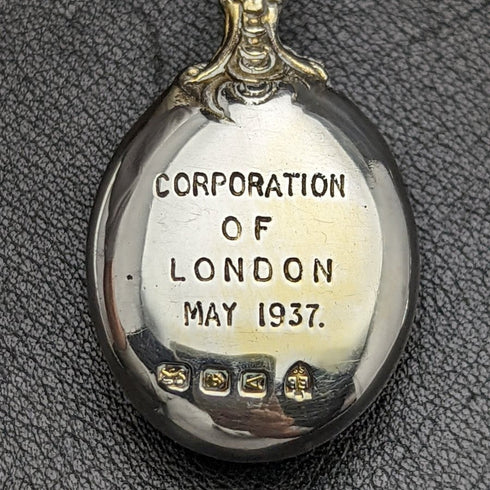 1937年 英国ヴィンテージ 純銀(925シルバー) ジョージ6世戴冠記念スプーンペア Barnard & Sons