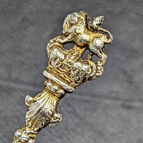 Par de cucharas conmemorativas de la coronación de Jorge VI, plata de ley (925) vintage británica de 1937, Barnard & Sons