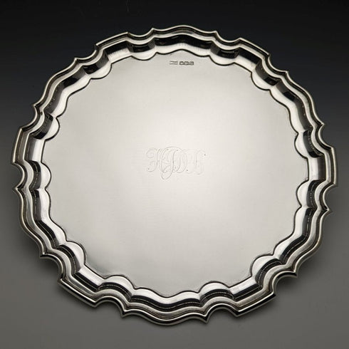 1929年 英国ヴィンテージ 純銀(925シルバー) サルヴァ 直径26cm 521g Walker & Hall