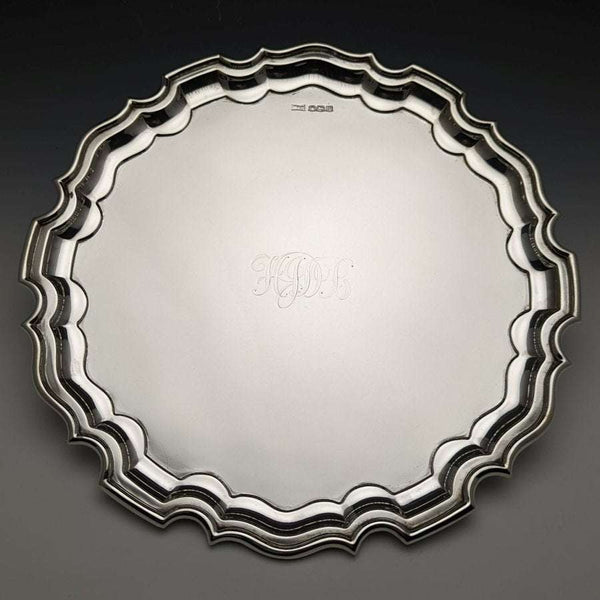 1929년 영국 빈티지 순은(925 실버) 살바, 지름 26cm, 521g, 워커 앤 홀(Walker & Hall)