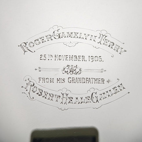 1905 British Antique Pure Silver (925 Silver) Card Tray Diameter 25.5cm 397g