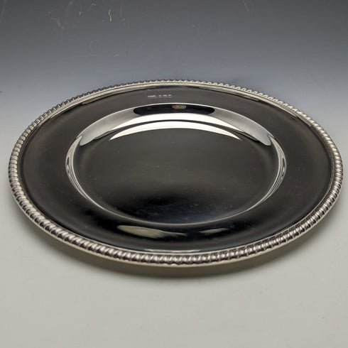 1928 年英國復古純銀(925 銀)餐盤直徑 23.5cm 496g Walker&Hall