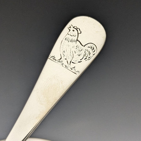 1940年頃 英国ヴィンテージ 純銀製ディッシュ&スプーン 直径17.5cm 計245g Finningans ケース入り