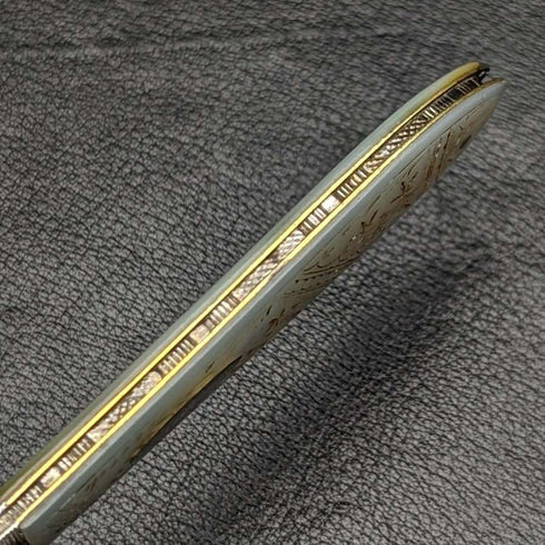 1895 British Antique White Pearl Shell Handle Pure Silver Blade Folding Pen Knife Mappin Brothers