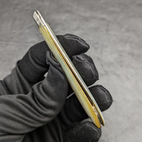 1895 年英國古董白珍珠貝殼手柄純銀刀片折疊筆刀 Mappin Brothers