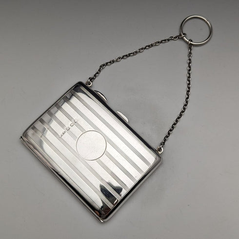 1913年 英国アンティーク 純銀チェーン付きカードケース 73g William Henry Sparrow