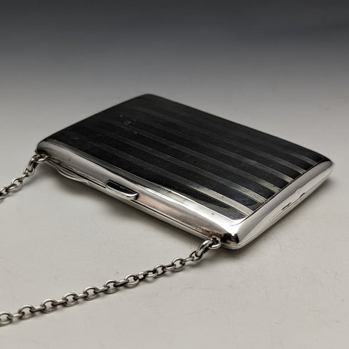 1913年 英国アンティーク 純銀チェーン付きカードケース 73g William Henry Sparrow