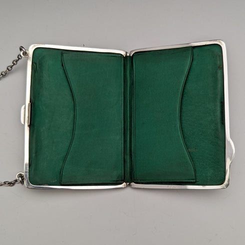1913年 英国アンティーク 純銀チェーン付きカードケース 73g William Henry Sparrow