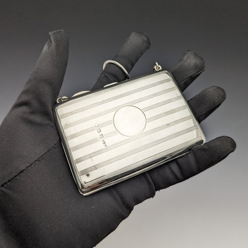 1913年 英国アンティーク 純銀チェーン付きカードケース 73g William Henry Sparrow