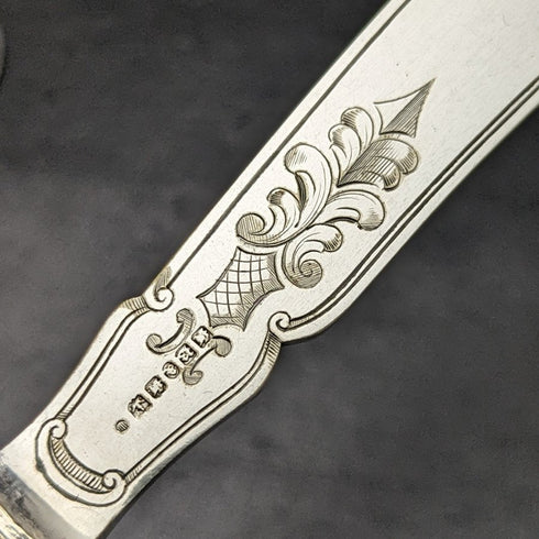 Around 1850 British antique silver plate knife x9 set Harrison Brothers & Howson boxed