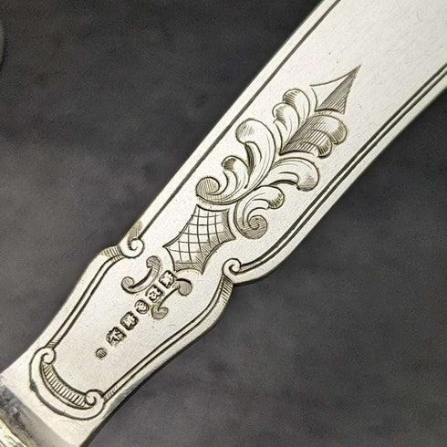 1850年頃 英国アンティーク シルバープレート ナイフx9セット Harrison Brothers & Howson 箱入り