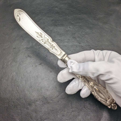 1850年頃 英国アンティーク シルバープレート ナイフx9セット Harrison Brothers & Howson 箱入り