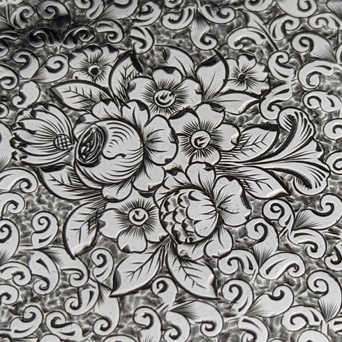 1884年 英国アンティーク 純銀(925シルバー)フローラル彫刻 カードケース 68g George Unite