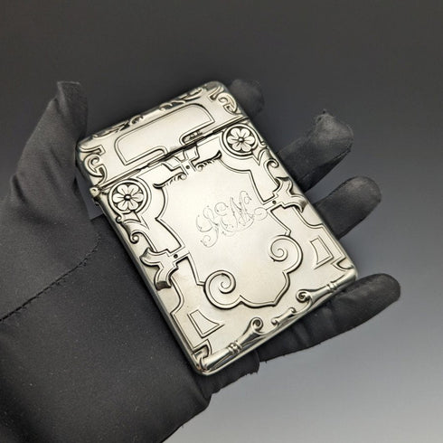 1908年 英国アンティーク 純銀(925シルバー)カードケース 63g Crisford and Norris