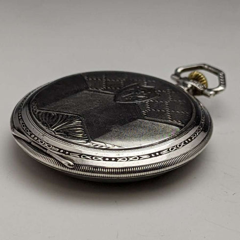 Reloj de bolsillo vintage, buen funcionamiento, suizo, Saturno, decoración Art Déco, caja de plata