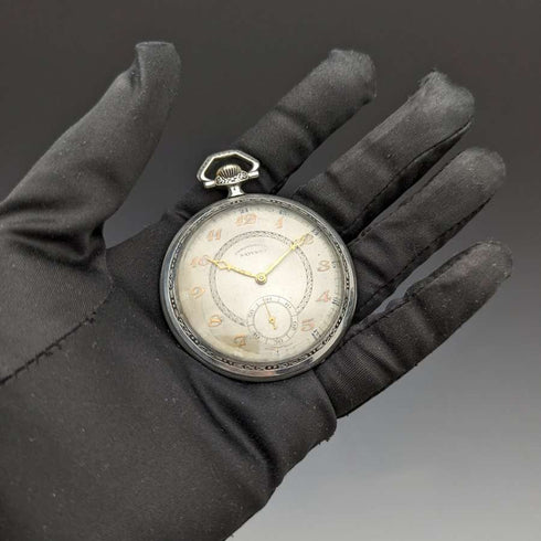 Reloj de bolsillo vintage, buen funcionamiento, suizo, Saturno, decoración Art Déco, caja de plata