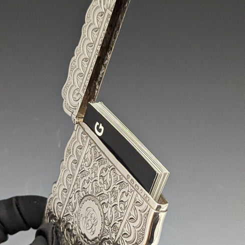 1870年 英国アンティーク 純銀(925シルバー)カードケース 60g Frederick Marson