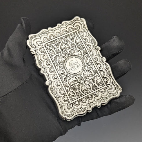 1870年 英国アンティーク 純銀(925シルバー)カードケース 60g Frederick Marson
