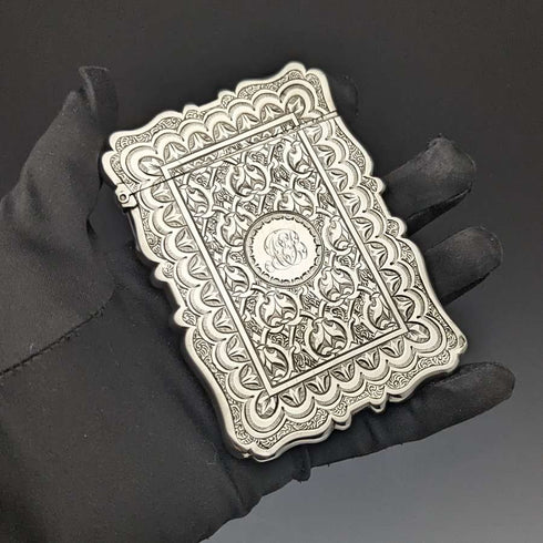 1870年 英国アンティーク 純銀(925シルバー)カードケース 60g Frederick Marson