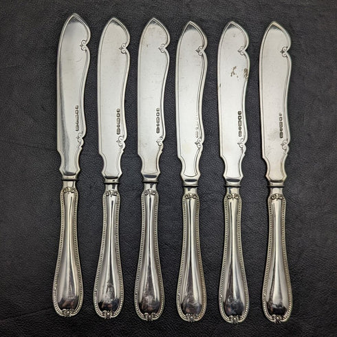 1879 British antique silver plate flat cutlery 12x2 set Elkington wooden box